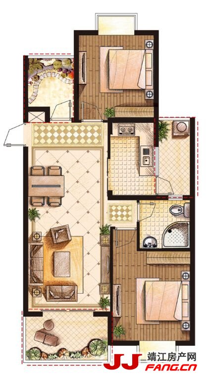 靖江城南大院江景公寓户型图(图3)