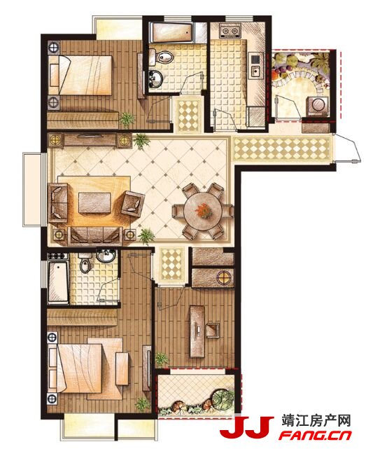 靖江城南大院江景公寓户型图(图4)