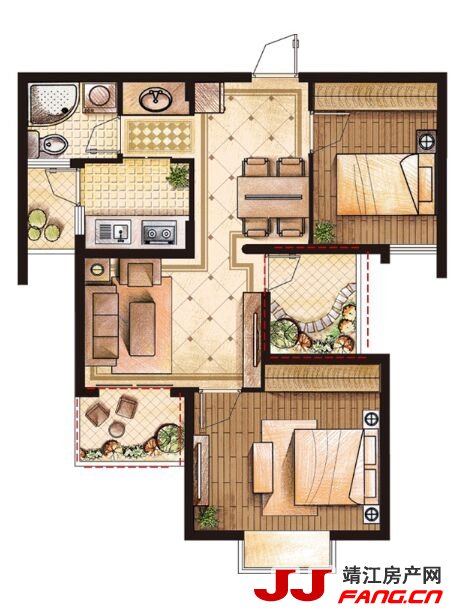 靖江城南大院江景公寓户型图(图5)