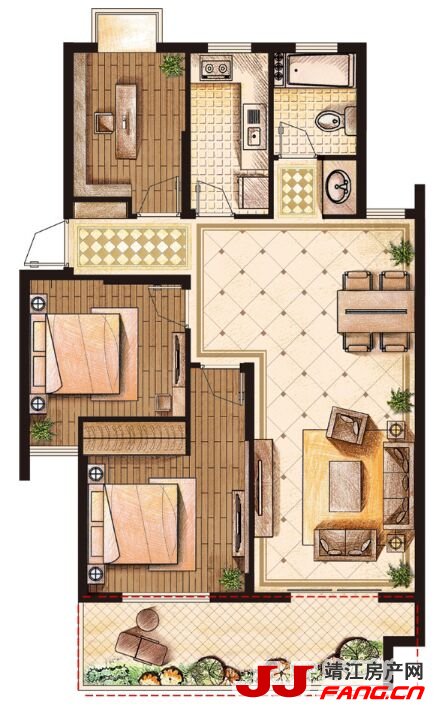 靖江城南大院江景公寓户型图(图6)
